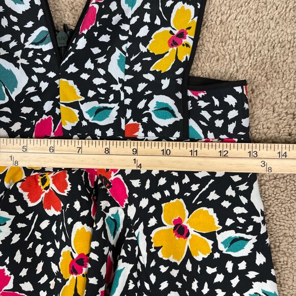 Topshop Dress Womens 6 Black Floral Pinafore Plunging Bloggers Influencer Midi - Picture 7 of 11